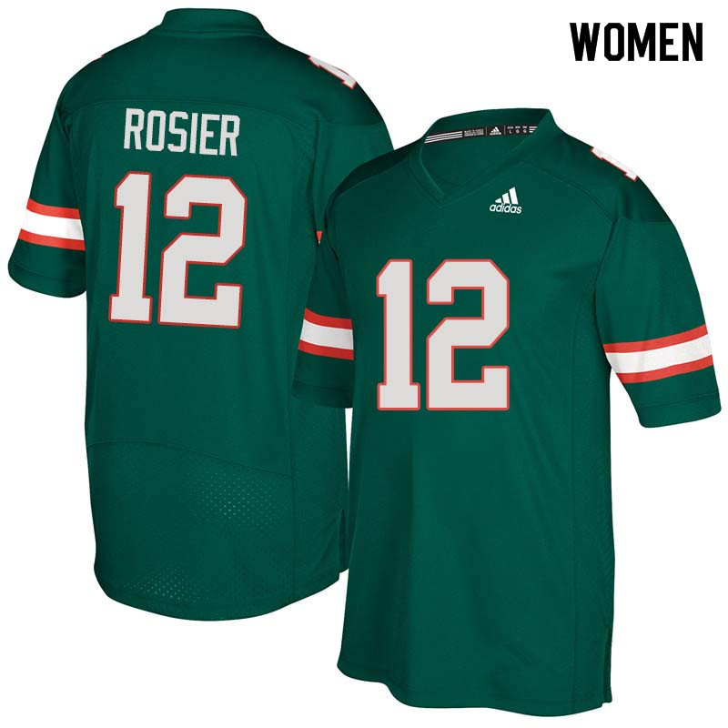 Women Miami Hurricanes #12 Malik Rosier College Football Jerseys Sale-Green - Click Image to Close